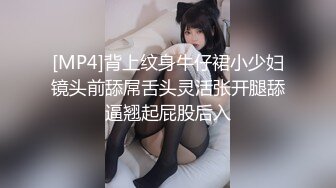 [MP4]背上纹身牛仔裙小少妇镜头前舔屌舌头灵活张开腿舔逼翘起屁股后入