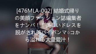 [476MLA-002] 結婚式帰りの美顔ファッション誌編集者をナンパ！！美しいドレスを脱がされ美パイパンマ○コから溢れる大量愛汁！